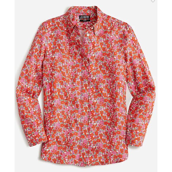 J. CREW Classic-fit Drapey Cupro Shirt in Pink Floral - size 16 - Picture 10 of 10